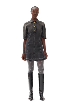 Tint Edge Denim Mini Dress - Washed Black/Black