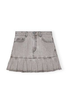 Future Denim Pleated Mini Skirt - Gray Quill