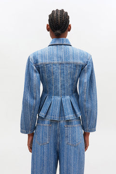 Structured Denim Fitted Jacket - Mid Blue Stone