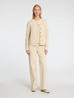 Vinna Ls Structure Knit Cardigan Noos - Birch