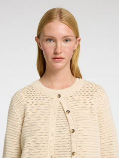 Vinna Ls Structure Knit Cardigan Noos - Birch