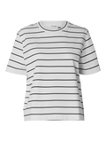 Essential Ss Striped Boxy Tee Noos - Bright White Black - Wide/Thin Stripes