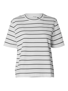 Essential Ss Striped Boxy Tee Noos - Bright White Black - Wide/Thin Stripes
