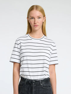 Essential Ss Striped Boxy Tee Noos - Bright White Black - Wide/Thin Stripes