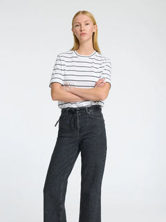 Essential Ss Striped Boxy Tee Noos - Bright White Black - Wide/Thin Stripes