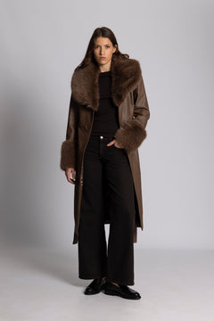 Renee Faux Leather Coat - Light Brown
