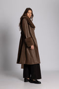 Renee Faux Leather Coat - Light Brown