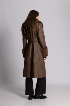 Renee Faux Leather Coat - Light Brown