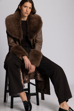 Renee Faux Leather Coat - Light Brown
