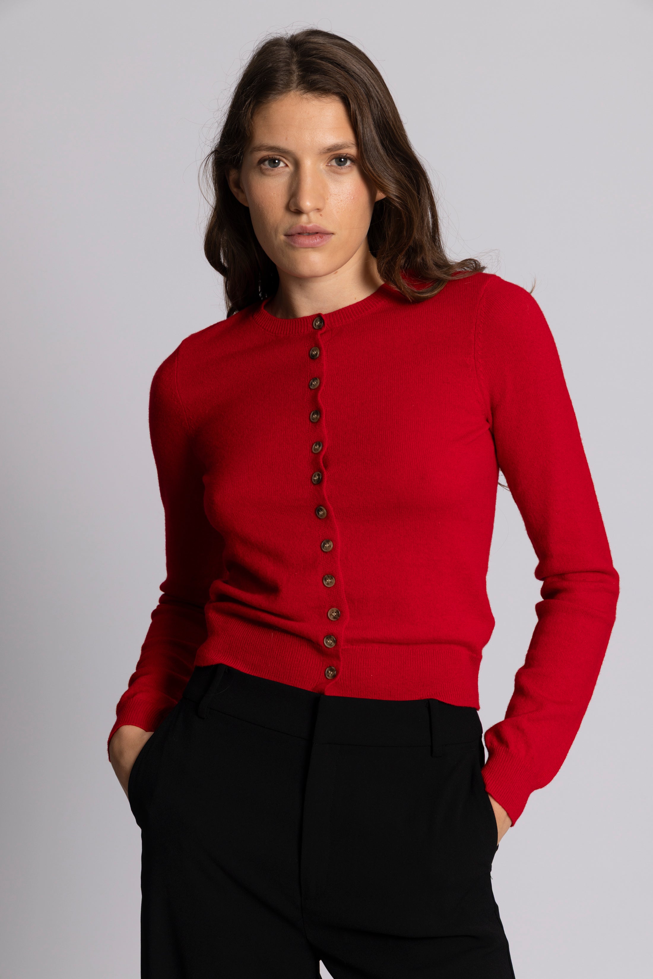 Jenny Knit Wool Cardigan - Red