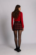 Jennifer Wool Checked Mini Skirt - Red