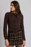 Jennifer Wool Checked Mini Skirt - Dark Brown