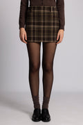 Jennifer Wool Checked Mini Skirt - Dark Brown