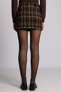Jennifer Wool Checked Mini Skirt - Dark Brown
