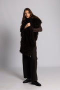 Lynn Faux Fur Maxi Shawl - Chocolate Brown