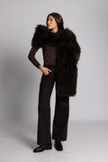 Lynn Faux Fur Maxi Shawl - Chocolate Brown