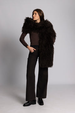 Lynn Faux Fur Maxi Shawl - Chocolate Brown