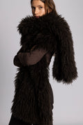 Lynn Faux Fur Maxi Shawl - Chocolate Brown