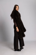 Lynn Faux Fur Maxi Shawl - Chocolate Brown