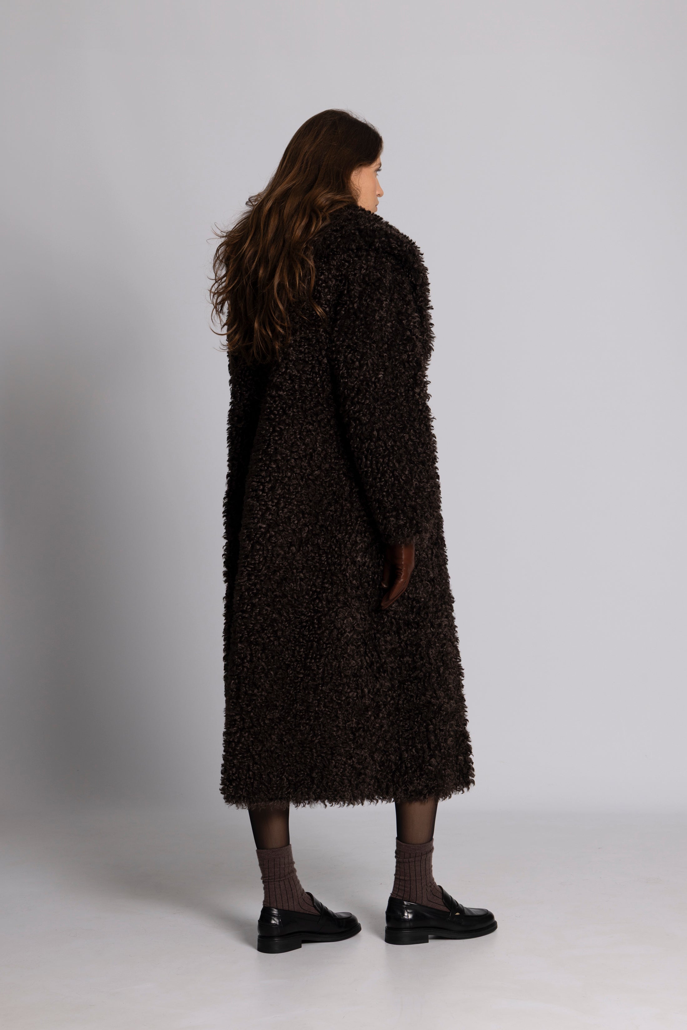 Karen Faux Fur Coat - Chocolate Brown