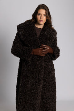 Karen Faux Fur Coat - Chocolate Brown