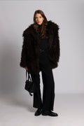 Carla Faux Fur Jacket - Chocolate Brown