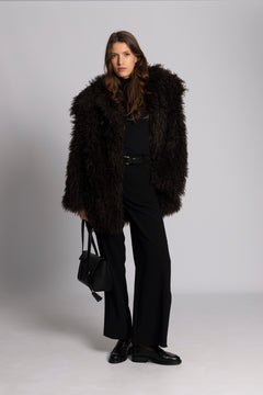 Carla Faux Fur Jacket - Chocolate Brown