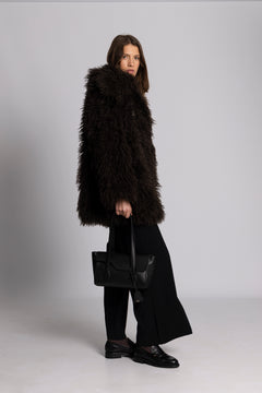 Carla Faux Fur Jacket - Chocolate Brown
