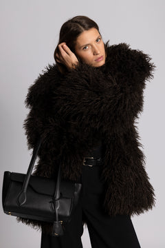 Carla Faux Fur Jacket - Chocolate Brown