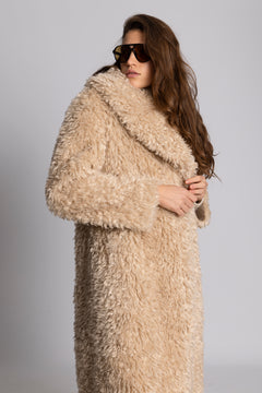Karen Faux Fur Coat - Creme