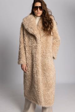 Karen Faux Fur Coat - Creme