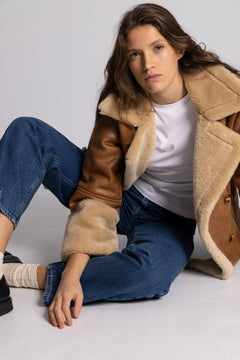 Marie Faux Shearling Jacket - Cognac