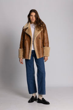 Marie Faux Shearling Jacket - Cognac