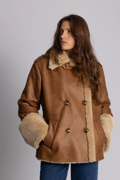 Marie Faux Shearling Jacket - Cognac