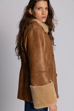 Marie Faux Shearling Jacket - Cognac