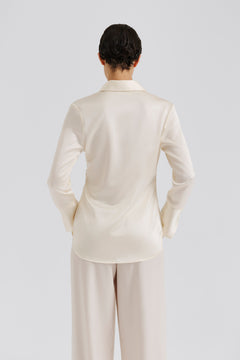 Janni Fitted Satin Shirt - Vanilla