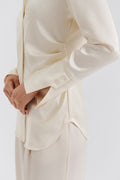 Janni Fitted Satin Shirt - Vanilla