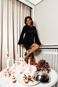 Sassy Sequins Mini Dress - Black