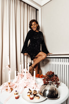 Sassy Sequins Mini Dress - Black