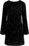 Sassy Sequins Mini Dress - Black