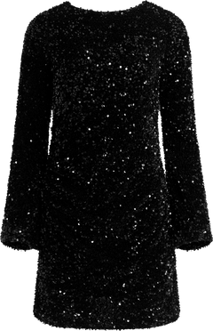 Sassy Sequins Mini Dress - Black