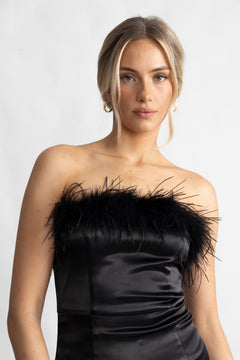 Little Black Feather Dress - Black