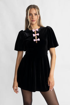 Bow-Behave Mini Dress - Black