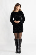 Sassy Sequins Mini Dress - Black