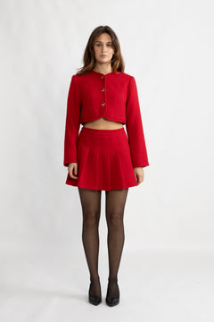 Tiny Tweed Boucle Skirt - Red