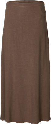 Viva Hw Ankle Linen Blend Skirt - Chocolate Chip