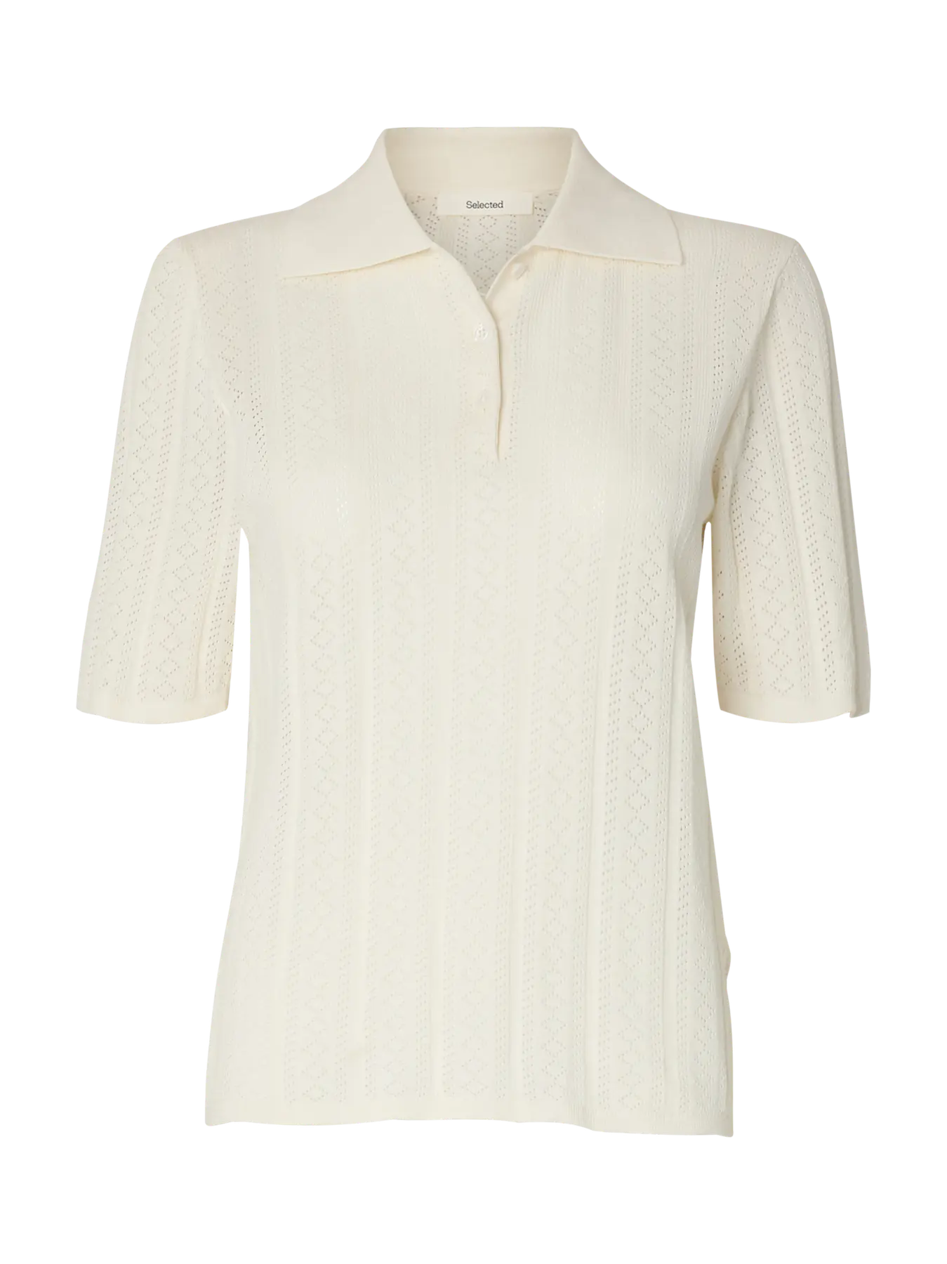 Toledo Structure 2/4 Knit Polo Neck - Snow White