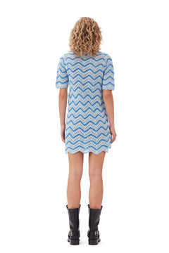 Cotton Crochet Mini Dress - Heather