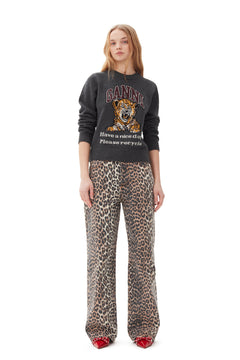 Graphic Wool Mix Tiger Crewneck - Gray Quill