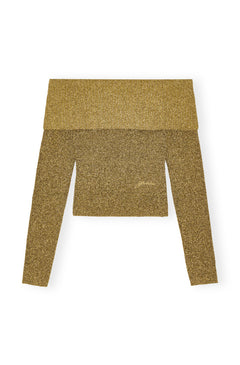 Sparkle Doubleface Off Shoulder Blouse - Gold